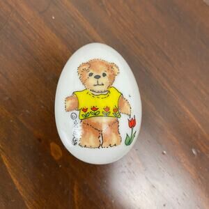 Vintage Enesco Pigglets Lucy Rigg Porcelain Teddy Bear Trinket Box Small